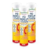 Equilibra Integratori Alimentari, Più Propoli con Vitamina C, Integratore per la Normale Funzione del Sistema Immunitario, Propoli e Vitamina C, Gusto Arancia, 3 Pezzi da 20 Compresse Effervescenti