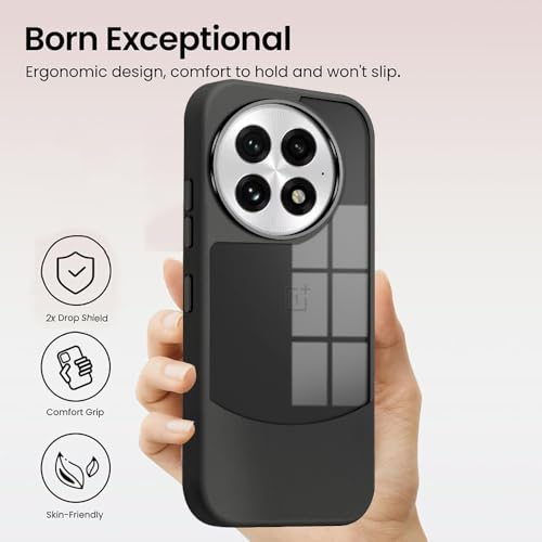 Image of KARWAN️Fusion Edge Leather Transparent Mobile Back Case | Slim Fit | Anti-Fingerprint| Scratch-Resistant | Premium Grip | Shockproof case | Back Cover for Oneplus 13R || Black