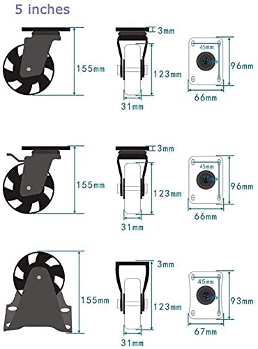 Roues en PU de 5 pouces à plaque fixe pour une manutention fluide et durable