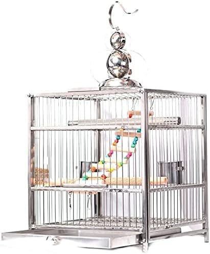 HTTGDGDH Professional Birdcage Pet Supplies Bird Carrier Gardening Decor Birdcages Square Roof Stainless Steel Parrot Bird Cage Breeding Bathing Cage Pet Supplies,Upgraded Version-16.1