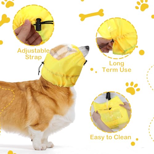Image of Dog Ear Covers for Bath, Waterproof Dog Shower Cap, Dogs Ear Protection Bathing Cap, Ears Wrap Dogs Ears Headband for Swimming Bath (Yellow)