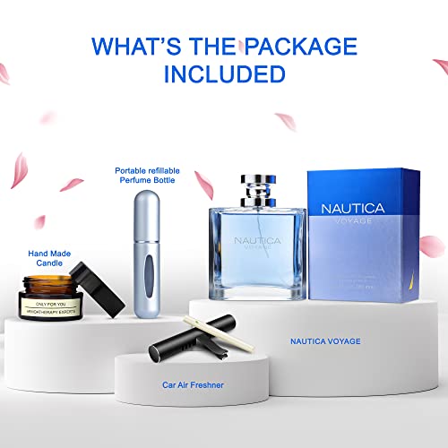 Voyage Eau De Toilette For Men - Mens Cologne Gift Set With Lavender Soy Wax Candle, Car Air Freshener & Portable Perfume Atomizer- Fresh, Romantic, Fruity Perfume For Men- 3.3 Fl Oz #TOP1