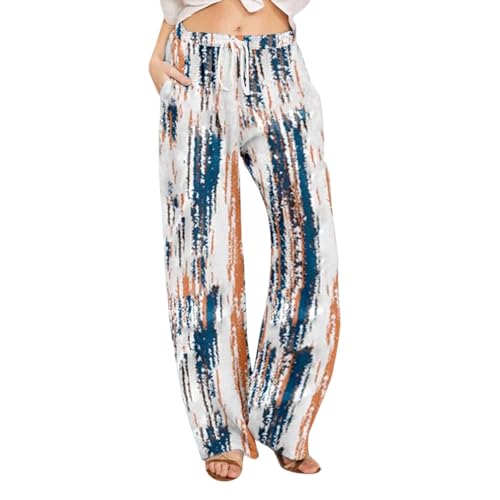 Pantalon de loisirs femme confortable coupe droite fluide à motif fleuri