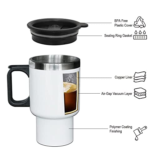 Sumex 4pcs Sublimation Blanks Stainless Steel Double Wall Vacuum Insulated Cups with Lids and Handle Stainless Steel White Coffee Mugs for Vehicle Cup Holders Travel Tumbler Car Cups - Image 3