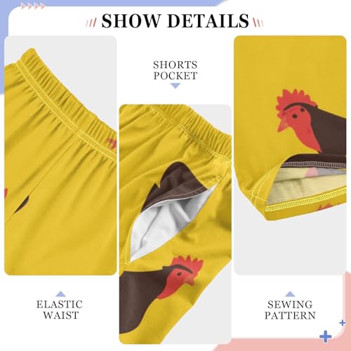 ZZXXB Roosters Pattern Boys Long Pants Soft Trousers Elastic Waist Kids Lounge Bottoms with Pockets S-XL4