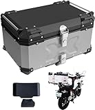 【日本企業】 SKK リアボックス バイク用 大容量 アルミ 取付ベース付 鍵2本付 簡単脱着 フルフェイス対応 四角 バイクボックス トップケース 22L 45L 55L 65L 100L (SILVER 65L)