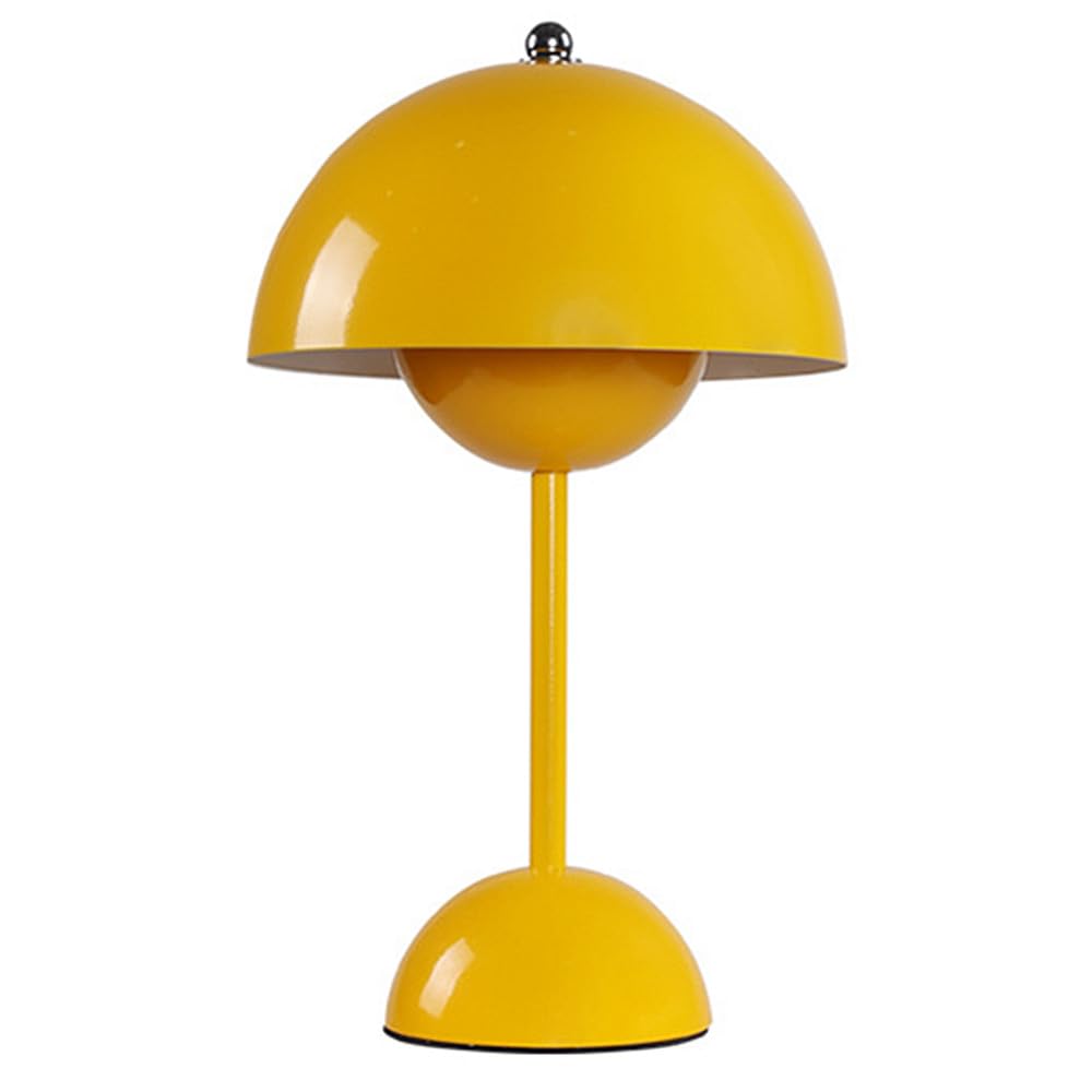 TRIXES Rechargeable Mustard Yellow Mushroom Table Lamp - Portable Cordless Lamp - 2000mAh USB Chargeable - Lounge, Bedroom, Home Décor