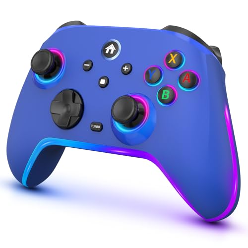 Image of Wireless Switch Controllers for Nintendo Switch /OLED /Lite /Switch 2, 1200mAh Pro Controller with 10 Color LED Lights, Rechargeable Switch Control Gamepad with Turbo, Vibration, 6-Axis Gyro, Wake Up