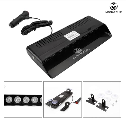 Image of MONARCHIE 9 LED Car Police Emergency Strobe Light With Red Blue White Flasher, 6 Flashing Modes | Suitable for SUV, MUV's, Sedans, Hatchback