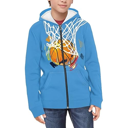 Xoenoiee Hoodies for Teen Girls Boys Hooded Pullover Sweatshirts with Pockets Zip Up Jacket for Kids3