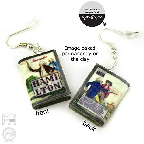 Alexander Hamilton Clay Mini Book Hypoallergenic Stainless Steel Dangle Drop Hook Earrings #TOP1