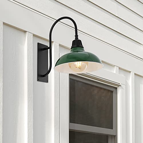 JONATHAN Y 12.25" Gray/Black 1-Light Farmhouse Gooseneck Outdoor Wall Sconce Lamp, with Black Metal Bowl Shade, Industrial Iron LED Porch Light for Patio Garage Entryway (JYL7614D) by JONATHAN Y - Image 6