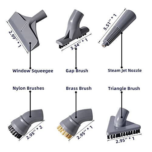 Newbealer 7 Pieces Replacement Accessories For All-In-1 Steam Mop & Detachable Handheld Cleaner Nv602 - Triangle, Brass, Gap, Nylon Brushes, Steam Jet Nozzle And Squeegee, Mop Parts Brush Heads 7Pcs #TOP1