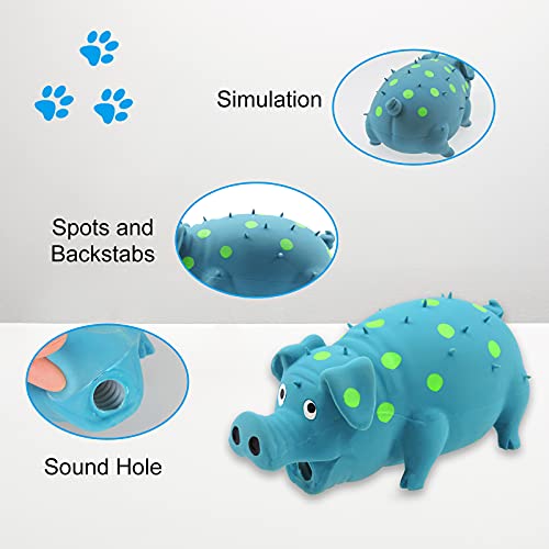 Andiker Dog Squeaky Toy, Dots Latex Dog Chew Toys With A Oinks Sound Squeaker Grunting Pig Dog Toy Durable Self Play 8" Dog Squeeze Toy For Dental Biting Chasing To Kill Boring Time (Blue) #TOP2