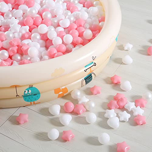 Gogoso Pink Ball Pit Balls With Star Balls Heart Balls 100 - Crushproof Plastic Balls For Babies Toddlers Kids Children For 1 2 3 4 5 Years Old,5 Colors,2.15Inches #TOP2