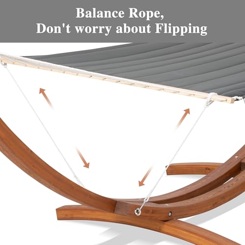 Image of SUNCREAT Double Hammock with Wooden Stand, Dark Gray