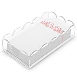 LUGUNU Clear Acrylic Napkin Holder – Scalloped Tray for Bathroom, Kitchen, Dining Room – Stylish Guest Hand Towel & Disposable Paper Holder for Weddings, Hotels, and Home Decor (9x5.1x2.4 inch)