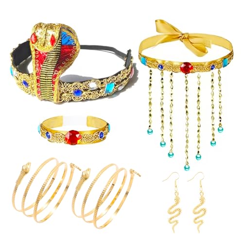 IOHJSA 7 piezas Accesorios de Disfraz de Egipcio, Egipcia Accesorios de Disfraces Mujeres Niñas, accesorio de disfraz de faraón Para Disfraces...