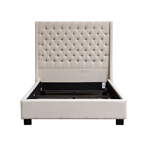 Diamond Sofa Park Avenue Queen Tufted Bed With Vintage Wing In Desert Sand Linen #TOP1