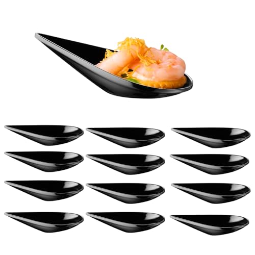 APS 85371 Cuchara para aperitivos – DROP – 10,5 x 5,5 cm, alto: 3 cm, melamina negra, apilable, apta para lavavajillas, irrompible y elegante