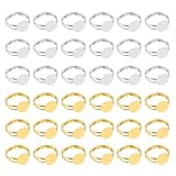 Anillos en blanco ajustables para crear joyas personalizadas. Perfecto para incrustar resina, fotos o diamantes de imitación. Adecuado para regalos personalizados en cumpleaños, Navidad, Día de la Madre y otras ocasiones especiales.