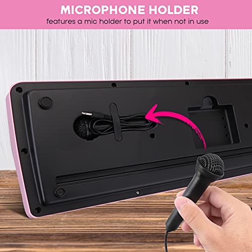 Pyle Electric Keyboard 49 Keys-Portable Digital Musical Karaoke Piano Keyboard-100 Tunes/Rhythms, 50 Demos, Rechargeable Battery-Wired Microphone-Beginners Kids Pink (Pkbrd4912Pk) #TOP7