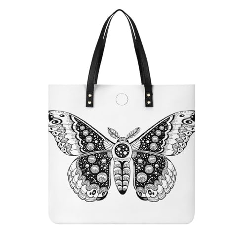 Tote bag papillon noir en tissu grand cabas pour le voyage et les cours