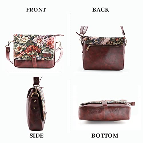 Image of Rudhira Women's Cross-body Bag Sling Bags Ladies Purse Handbag Sling Strap Vegan Leather Indian Fabric Slings Multicolor (Floral)