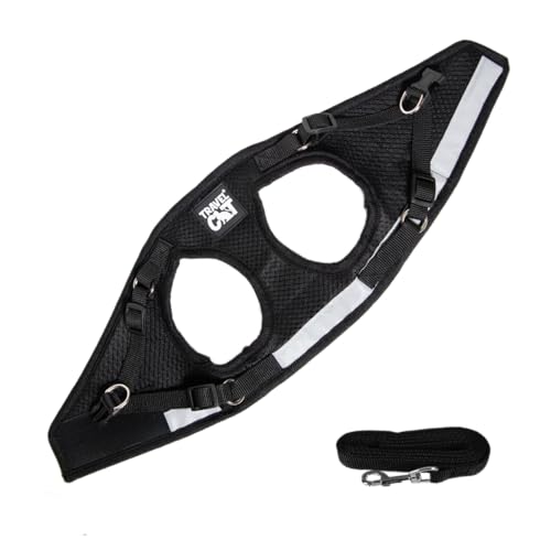 Travel Cat Harness and Leash Set - Adjustable Fit Mesh Cat Harness and Reflective Strap - Comfort Walking Vest for Kitten for Outdoor Walking, Hiking (Large, Black)