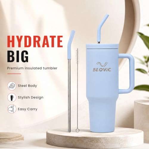 Image of SLOVIC Tumbler with Straw [1200 ML] | Light Blue Tumbler for Girls
