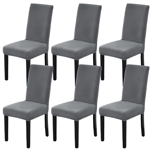 HZDHCLH Chair Covers Set of 4/6 Stretch Modern Chair Slipcovers for Dining Room Kitchen Wedding Party Washable Chair Protector(6pcs,dark gray)