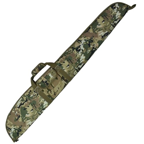 AUMTISC Maleta Rifle Escopeta, Estuche Transporte Armas Largas, Caza Tiro, Espuma Acolchada (Camo, 54inch-138cm)