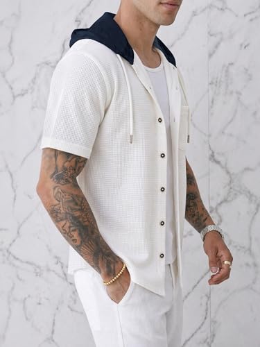 Image of Noble Monk Men's Half Sleeve Hooded Neck T-Shirt | Regular Fit Casual Summer Wear Hoodie Tee for Men