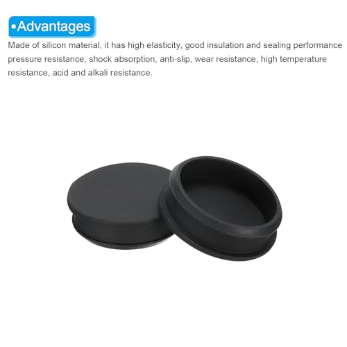 Image of MECCANIXITY Silicone Snap in Locking Hole Plugs Rubber Panel Seal Cover Flush Type Panel Round for Kitchen Rubber Bulkheads Waterproof Sealing Plugs 54.6mm /2.15 Inch Dia Black,Pack of 2