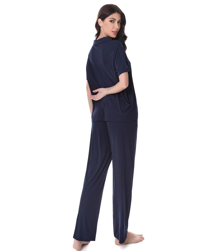 DAVID ARCHY Viscose from Bamboo Pajamas Set for Women Super Soft 2 Piece Lounge Set Ribbed Knit Cooling Pajamas for Women3