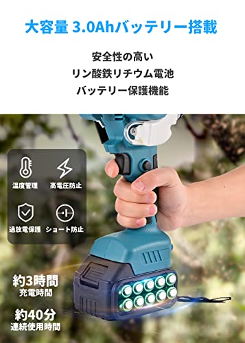 ZNP チェーンソー 充電式 電動 21V 3.0Ah大容量バッテリー2個搭載 自動給油 片手 軽量 DIYや木材の切断 庭木の剪定 竹を切る 薪作り 園芸設備 日本語取扱説明書 6枚目