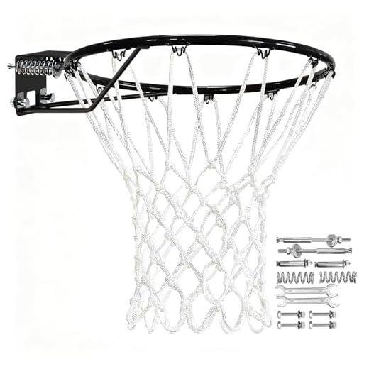 Heavy Duty Replacement Basketball Rim - 18" Solid Steel with Heavy-Duty Net, Pro-Grade Basketball Hoop Rim, Wall-Mount & Hoop Replacement, Double Spring Basketball Hoop Rim & Complete Installation Kit