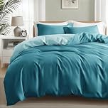 Exclusivo Mezcla King Duvet Cover Set - 3 Pcs Pre Washed Bedding Set with Zipper Closure and Corner Ties, Reversible Brushed Microfiber Quilt Cover with 2 Pillowcases, Teal/Light Green