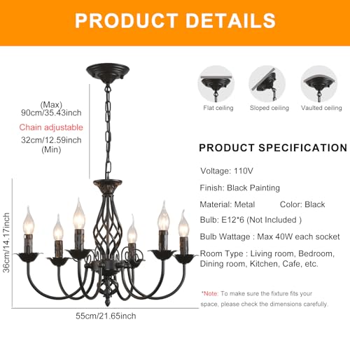 Jaycomey 7300H-B Farmhouse Candle Chandelier thumb #3