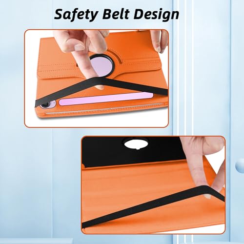 Image of TGK Rotating Cover for Samsung Galaxy Tab S9 FE 10.9 inch Tablet 360 Degree Rotating Leather Flip Case (Orange)