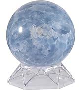 mookaitedecor Natural Celestite Crystal Ball with Acrylic Stand, 71-80 mm Feng Shui Divination St...