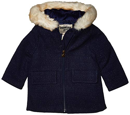 Osh kosh baby girls sweet faux wool jacket dress coat, ny navy w/…