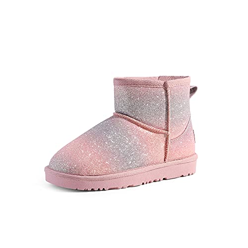 DREAM PAIRS Girls Boys Boots Kids Winter Ankle Faux Fur Lined Snow Shoes FuzzyClassic Kid's Low Boot for Toddler/Little Kid/Big Kid 5 Toddler Pink/Camouflage