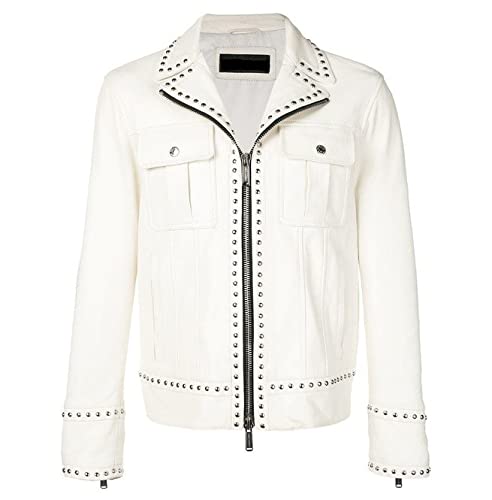 mens studded leather jacket amazon