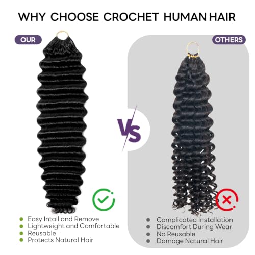 Deep Wave Crochet Human Hair 18inch 60g Human Crochet Hair for Black Women - image 4