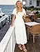 ZESICA Women‘s Summer Boho Floral Midi Dress 2026 Casual Short Sleeve Square Neck Flowy Beach Vacation Long Dress,White,Medium