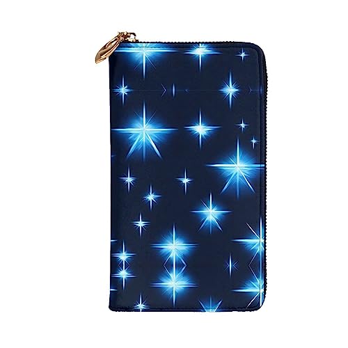 Cartoon blue star Long Zip Clutch Wallet - Unisex Phone Case with Credit Card Slots, Coin Compartment, Cash Slot2