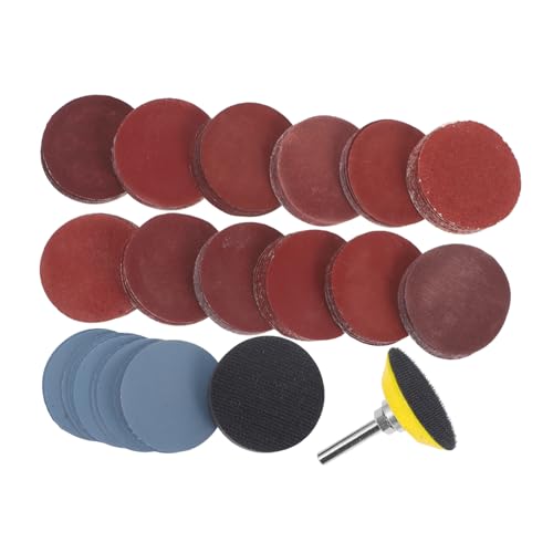 SOLUSTRE Sanding Discs Set for Drill 50mm Diameter 24 Pcs Sandpaper Sheets 240-3000 Grit Backing Pad and Buffering Pad for Polishing and Sanding