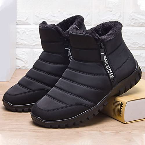 Men's Winter Warm Leather Snow Boots,Non-Slip Waterproof Soft Plush Warm Hiking Outdoor Camping Trekking Backpacking Shoes4