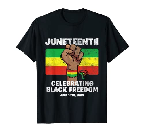 Juneteenth Celebrating Black Freedom 1865 Bandera Black History Camiseta